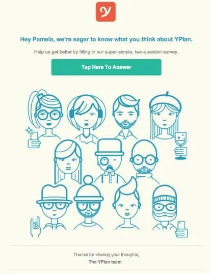 YPlan survey invitation email example